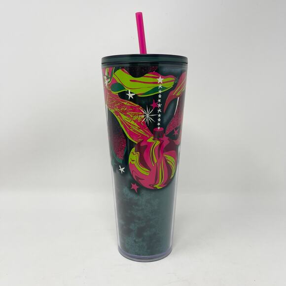 Starbucks Holiday 2023 Green Velvet Lined Tumbler Cup w/Straw - Picture 1 of 5